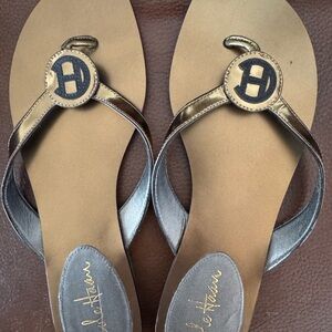 Cole Haan Metallic Gold and Tan Sandals